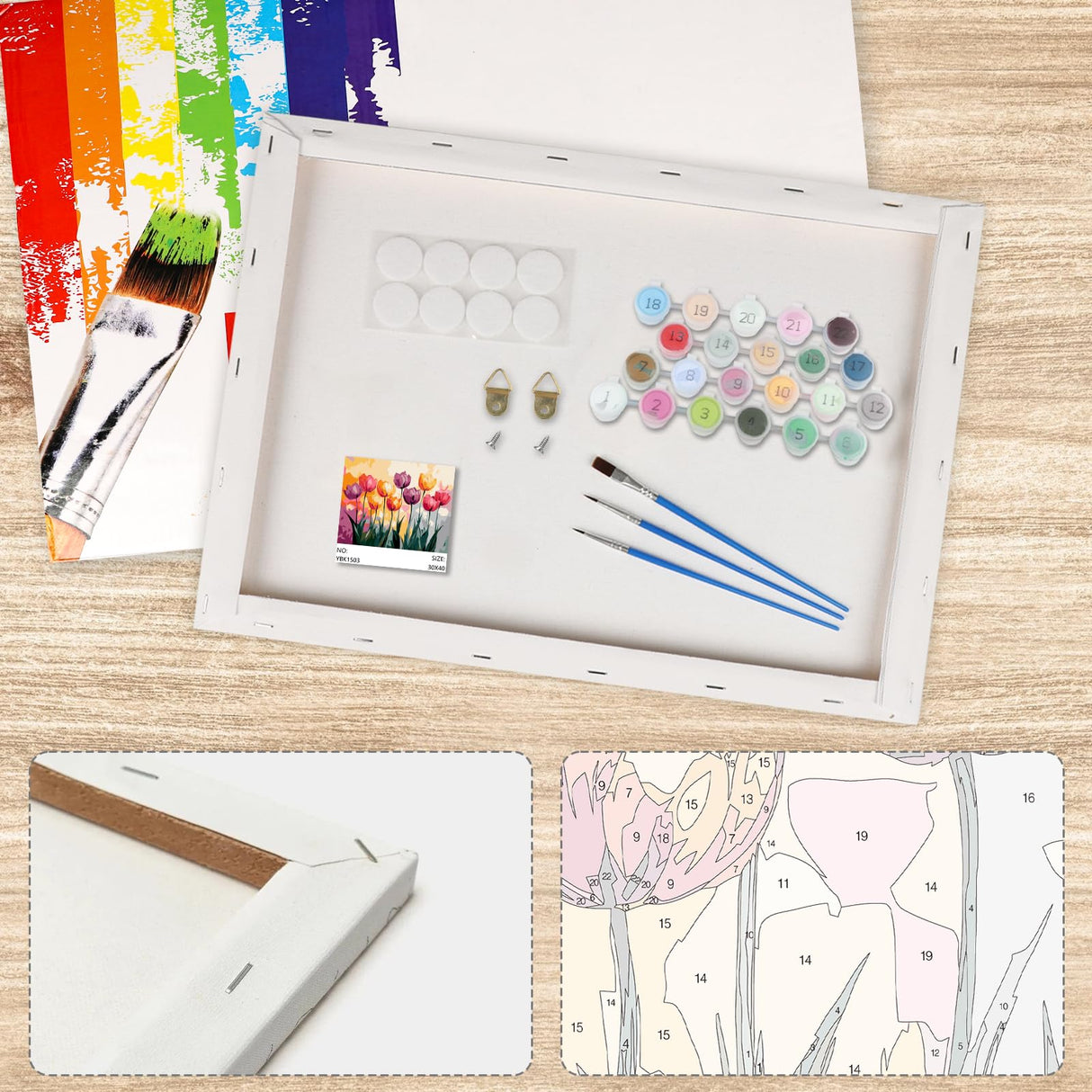 Lxmsja Tulips Paint by Numbers Kit for Adults, Acrylic Beauty Nature Paint by Numbers for Adults Beginner, DIY Craft Supplies Oil Painting Kits for Home Wall Decor 16x12 inch (Framed) Lxmsja