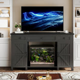 Saudism 55-75 Gallon Aquarium Stand With Charging Station, Farmhouse Fish Tank Stand, Reptile Tank Stand Terrarium Stand with Drawer and Cabinet Storage, Sturdy Heavy Duty 53.5"×19.7" Tabletop - Black Saudism