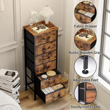 Fixwal Tall Dresser for Bedroom Closet Organizers and Storage Tall Fabric Dresser with 6 Drawers, Small Clothes Storage Girl Bedroom Furniture, Rustic Brown Fixwal
