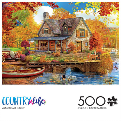 Buffalo Games - Angelo Bonito - Autumn Lake House - 500 Piece Jigsaw Puzzle for Adults -Challenging Puzzle Perfect for Game Nights - Finished Size is 21.25 x 15.00