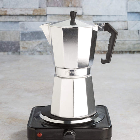 Primula Classic Stovetop Espresso and Coffee Maker, Moka Pot for Italian and Cuban Café Brewing, Greca Coffee Maker, Cafeteras, 12 Espresso Cups, Silver Primula