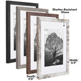 Americanflat Rustic Lodge 11x14 Picture Frame Set of 4 - Use as 8x10 Picture Frame with Mat or 11x14 Frame Without Mat - Textured Engineered Wood Photo Frame with Hanging Hardware for Wall Decor Americanflat
