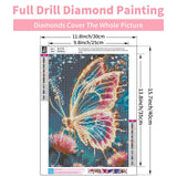 Butterfly Diamond Art Kits for Adults, 5D Butterfly Diamond Painting Kits for Beginner, DIY Aniamal Gem Art Dots for Adults, Perfect for Home Wall Decor 12x16 Inch GEEHEIY