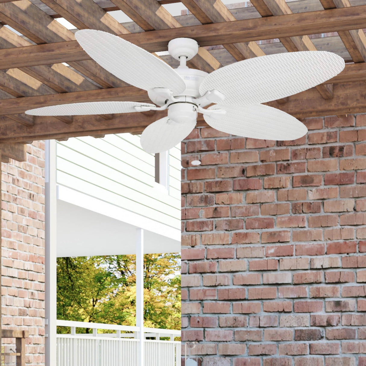 Honeywell Ceiling Fans Duval 52 Inch Ceiling Fan, Quick 2 Hang Indoor/Outdoor Ceiling Fan with Pull Chain, Tri-Mount 5 Blade Tropical Design, ETL Damp Rated, White (50206-01) Honeywell Ceiling Fans