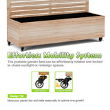 15.7"×70.9"×47.2" Metal Raised Garden Bed with Trellis and Wheels - Tall Trellis Planter Box for Climbing Plants, Vegetables & Vines - Outdoor Privacy Planters for Patio (Acacia Wood Grain) TOAOTBNBO