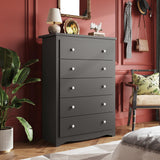 WLIVE Wood Dresser with 5 Drawer, Cabinets Dressers Wood Dresser Cabinet, Organizer Drawers for Bedroom, Living, Hallway, Measuring 15.7" W*31.4" D*45.3" H, Black ﻿ WLIVE