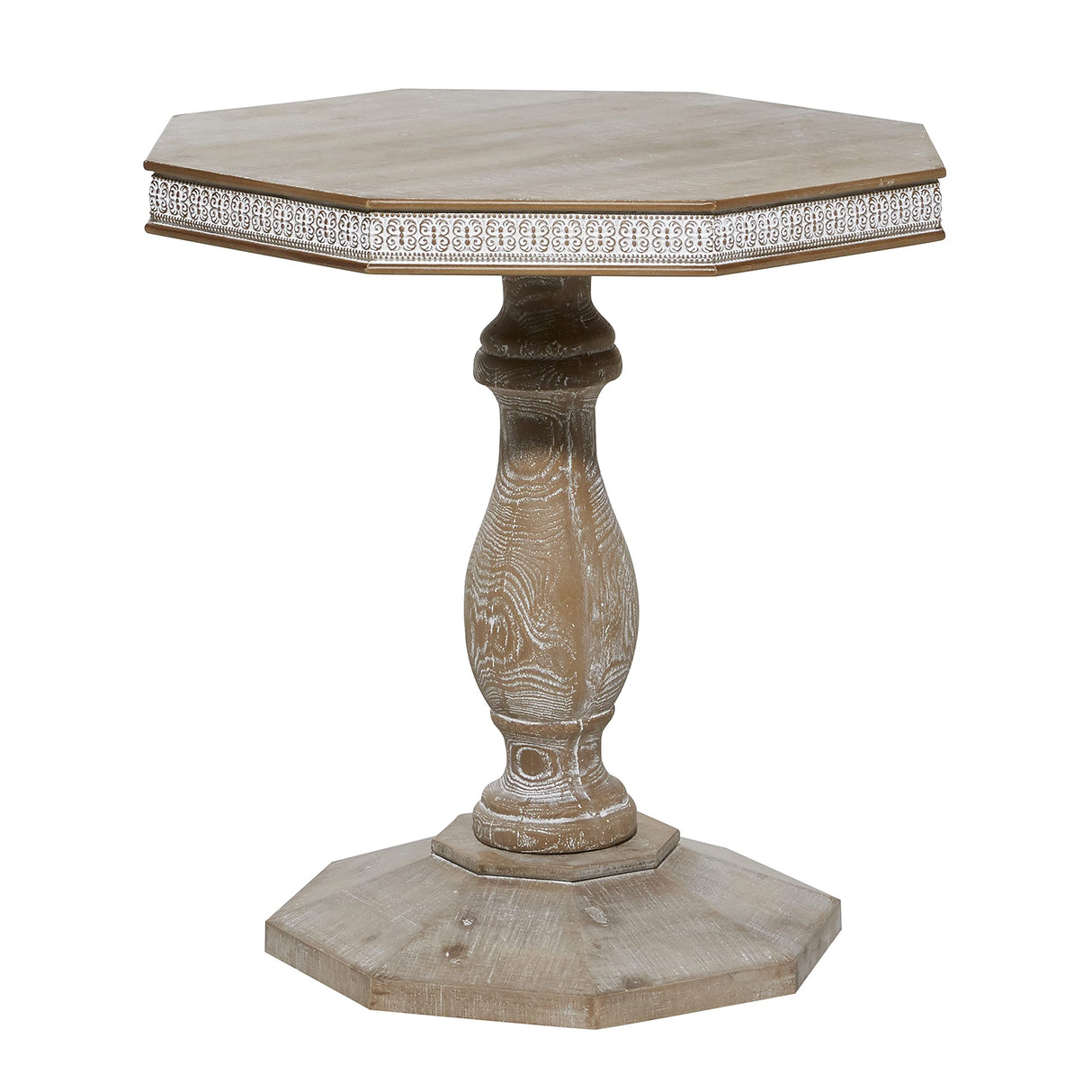 Deco 79 Wood Scroll Handmade Side End Accent Table Intricately Carved End Table, Side Table 28" x 28" x 30", Brown Deco 79