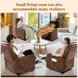 Cfvyne Zero Wall Power Recliner Chairs, Small Recliner for Small Spaces and Petite People Man Woman (1, Light Brown Faux Leather) Cfvyne