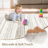 Area Rug Living Room Rugs - 5x7 Washable Boho Farmhouse Bohemian Neutral Large Moroccan Geometric Soft No Slip Indoor Rug Thin Floor Carpet for Bedroom Under Dining Table Home Office - Brown kakania