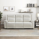 Lexicon Manual Double Reclining Sofa, Polished Microfiber Upholstered 3 Seater Manual Sofa Recliner for Living Room, Wall Hugger, Easy Assembly, Beige Lexicon