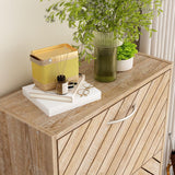 MOUMON Shoe Cabinet with 3 Flip Drawers, Slanted Design, Shoe Storage Organizer for Hallway Light Brown (22.4”W x 9.4”D x 42.3”H) MOUMON