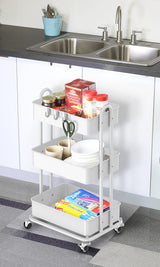 Simple Houseware Heavy Duty 3-Tier Metal Utility Rolling Cart, White Simple Houseware