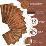 Tioncy 12 Pcs Wood Cutting Board Set Thick Wooden Cutting Boards for Kitchen Butcher Block Cutting Board with Juice Groove for Meat Cheese Fruit Trays, 16x12, 14x10, 11x8 Inch(Acacia) Tioncy