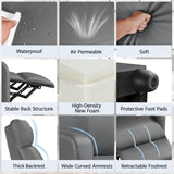 Yaheetech Recliner Chair PU Leather Recliner Sofa Home Theater Seating with Lumbar Support Overstuffed High-Density Sponge Push Silver Gray Recliners Yaheetech