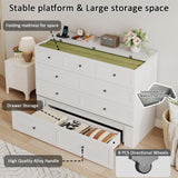 LIVAUVEAD Full Size Murphy Bed with Charging Station & Drawer, Full Size Mobile Cabinet Bed Frame, Murphy Chest Bed for Bedroom, Guest Room LIVAUVEAD