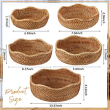 Layhit 5 Pcs Round Rattan Basket Bread Baskets for Serving Natural Wicker Bowl Basket Woven Fruit Storage Baskets for Home Countertop Kitchen Party Organizing, 5 Sizes Layhit