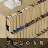 UEV Modern 9 Drawer Dresser for Bedroom,59" Mid Century Modern Dresser,Fluted Dresser Natural Wood Dresser with Panels for Handle,Long Chest of Drawers TV Stand Dresser for Bedroom,Living Room,Hallway UEV