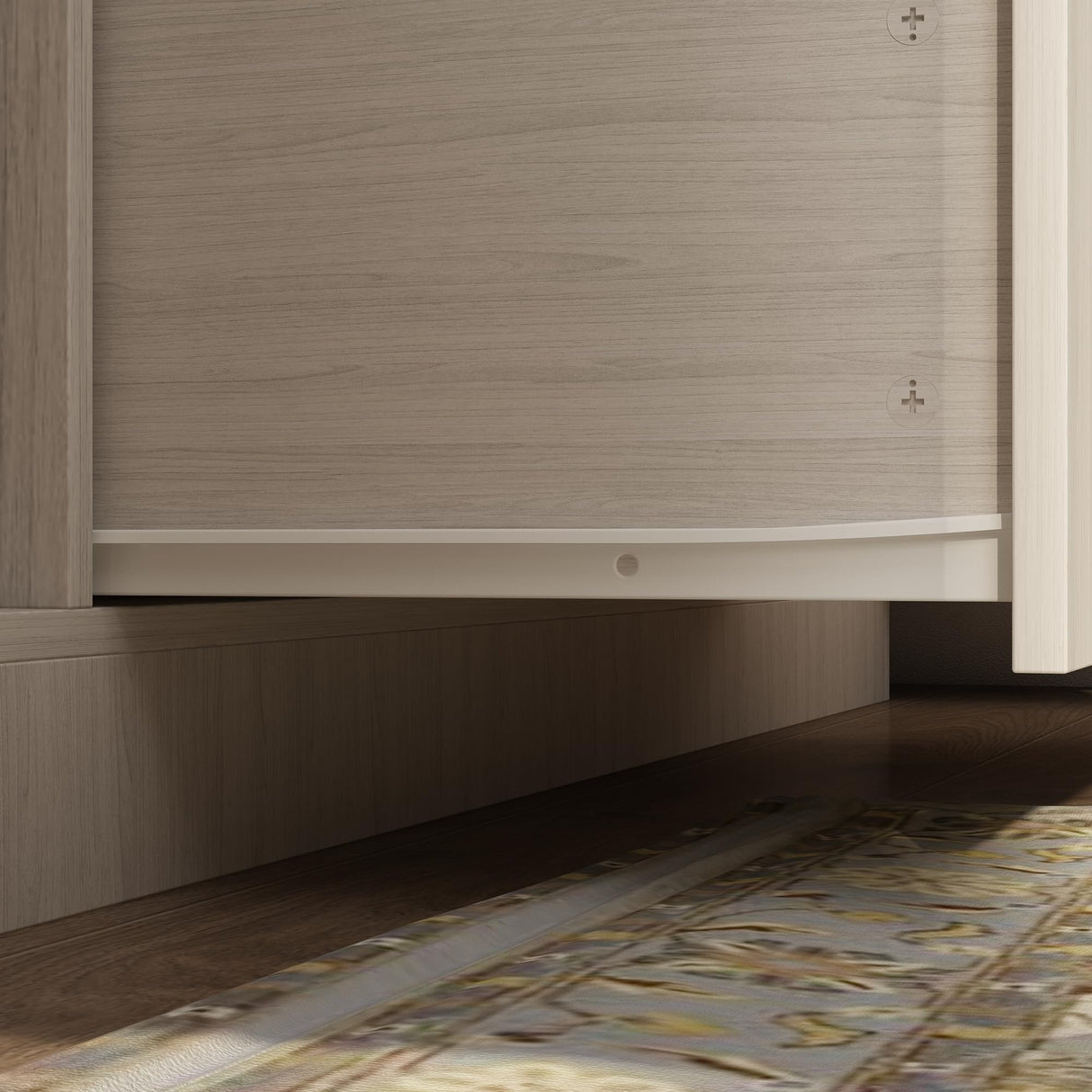 Homsee Armoire Wardrobe Closet with 4 Frosted Glass Doors, Hanging Bars, Shelves & Drawers, Wooden Closet Storage Cabinet for Bedroom, Warm Grey (63”L x 19.7”W x 70.9”H) Homsee