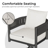 Grand patio Outdoor Dining Chair Set of 2, 2 Pieces Patio Dining Chairs, Metal Woven Wicker Swivel Patio Chairs with Grey Cushions for Backyard, Deck, Garden, Porch, Lawn and Poolside (Black) Grand patio