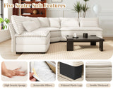 GRAINLLE 103'' L Shaped Corner Sectional Sofa,5-Seater Cloud Corner Couch with Pillows, Large Comfy Corduroy L Couch for Living Room,Apartment,Bedroom (White) GRAINLLE