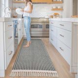 Lahome Boho Kitchen Runner, 2'6''x8 Entryway Rug Lightweight Runners for Hallway Washable Runner Rug with Tassels, Farmhouse Grey Rug Non Shedding Carpet Runner for Bathroom Foyer Lahome