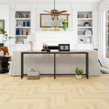 HOMERECOMMEND 70.8 Inch Console Table with USB Ports, Sofa Table with Charging Station, Narrow Entryway Table, Skinny Hallway Table,Rustic Brown HOMERECOMMEND