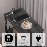 TUTOTAK Small Narrow LED End Table with Charging Station, Side Table Outlets, Nightstand with 2 Cloth Drawers, Set of 2, Couch Table, for Living Room, Bedroom, Bedside, Charcoal Grey TB01BY056 TUTOTAK