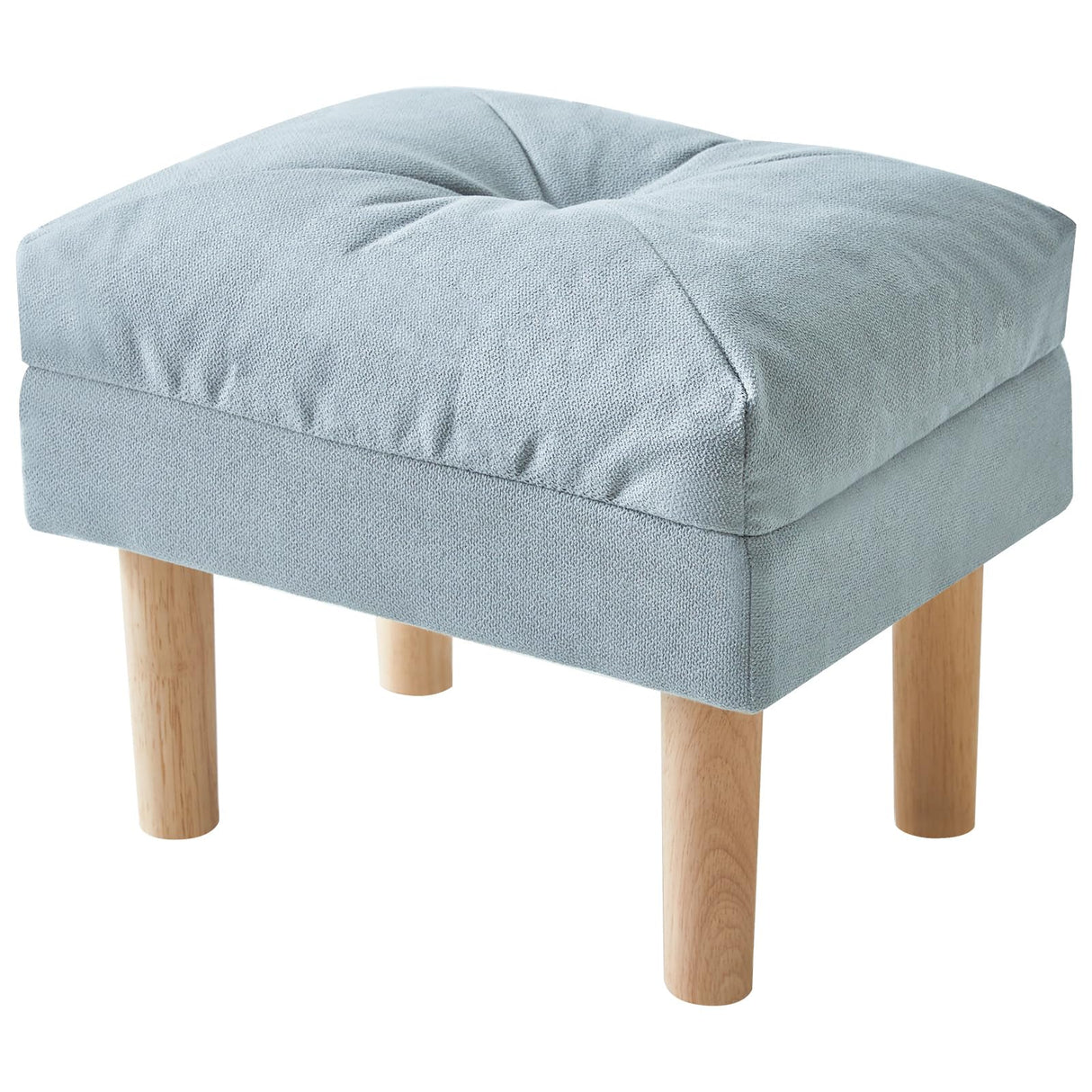 YMYNY 15.75" Small Footstool Ottoman, Footrest with Sponge Padded Seat, Step Stool for Sofa, Bedroom, Living Room, Entryway, Modern Change Shoes Stool, Wood Legs, Light Blue UHBD023BL YMYNY