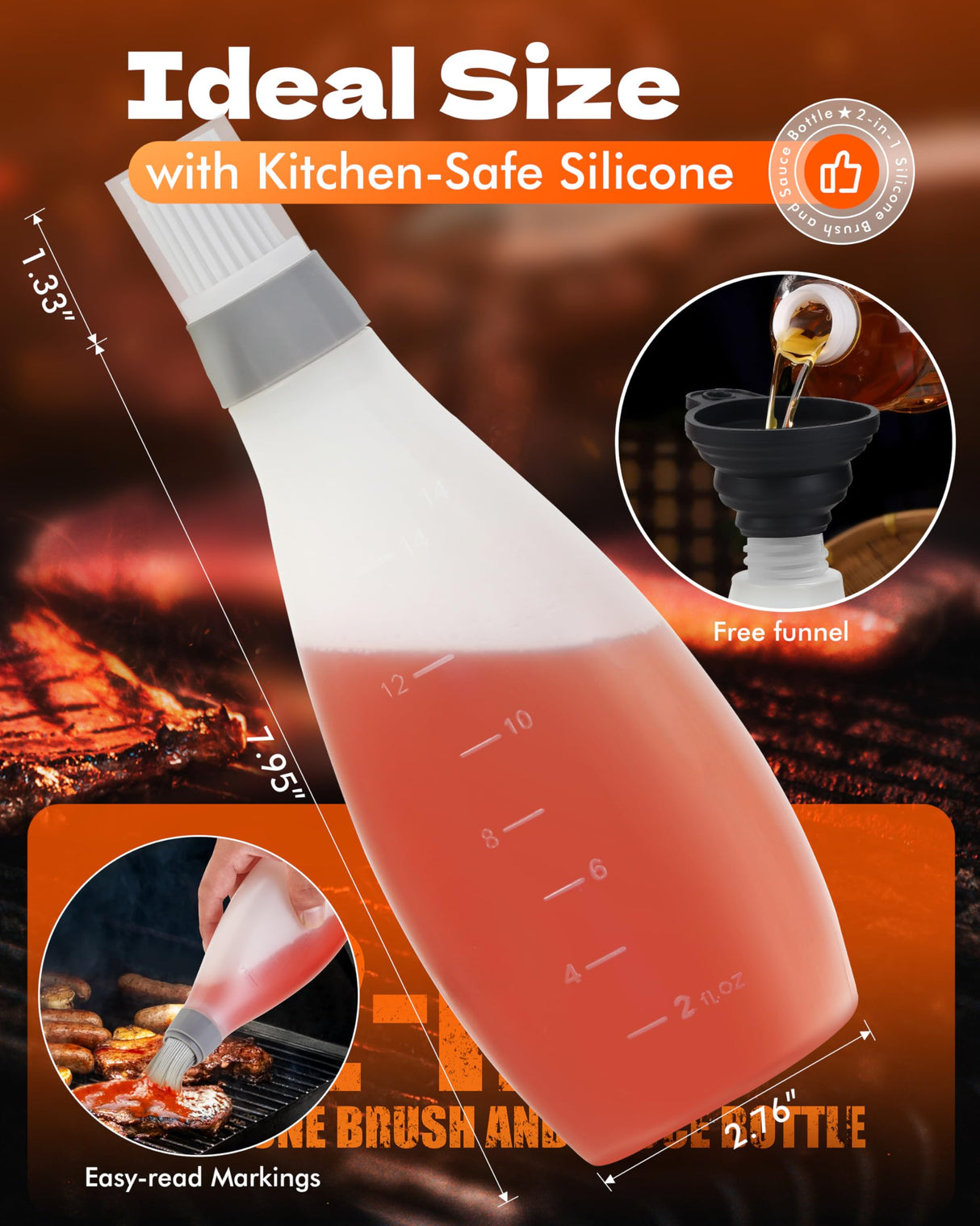 Grilling Gifts for Men Smoker Accessories - Silicone Basting Brush for Cooking All in One Oil Brush Cool Kitchen Gadgets Unique Gifts for Dad Son Grandfather Wife Fun Cooking Supplies SOOFUN