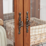 CKEASEAN Lighted Curio Cabinet, 44" H Glass Display Cabinet with 3-Tier Adjustable Glass Shelves, China Cabinet with Mirrored Back Panel for Living Room, Light Blub Included (Dark Oak) CKEASEAN