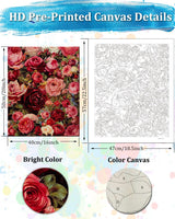 TOCARE Flowers Paint by Numbers Kit for Adults Red Rose Adult Paint by Number Canvas,Adult's Paint-by-Number Kits Love Rose 20x16Inch TOCARE