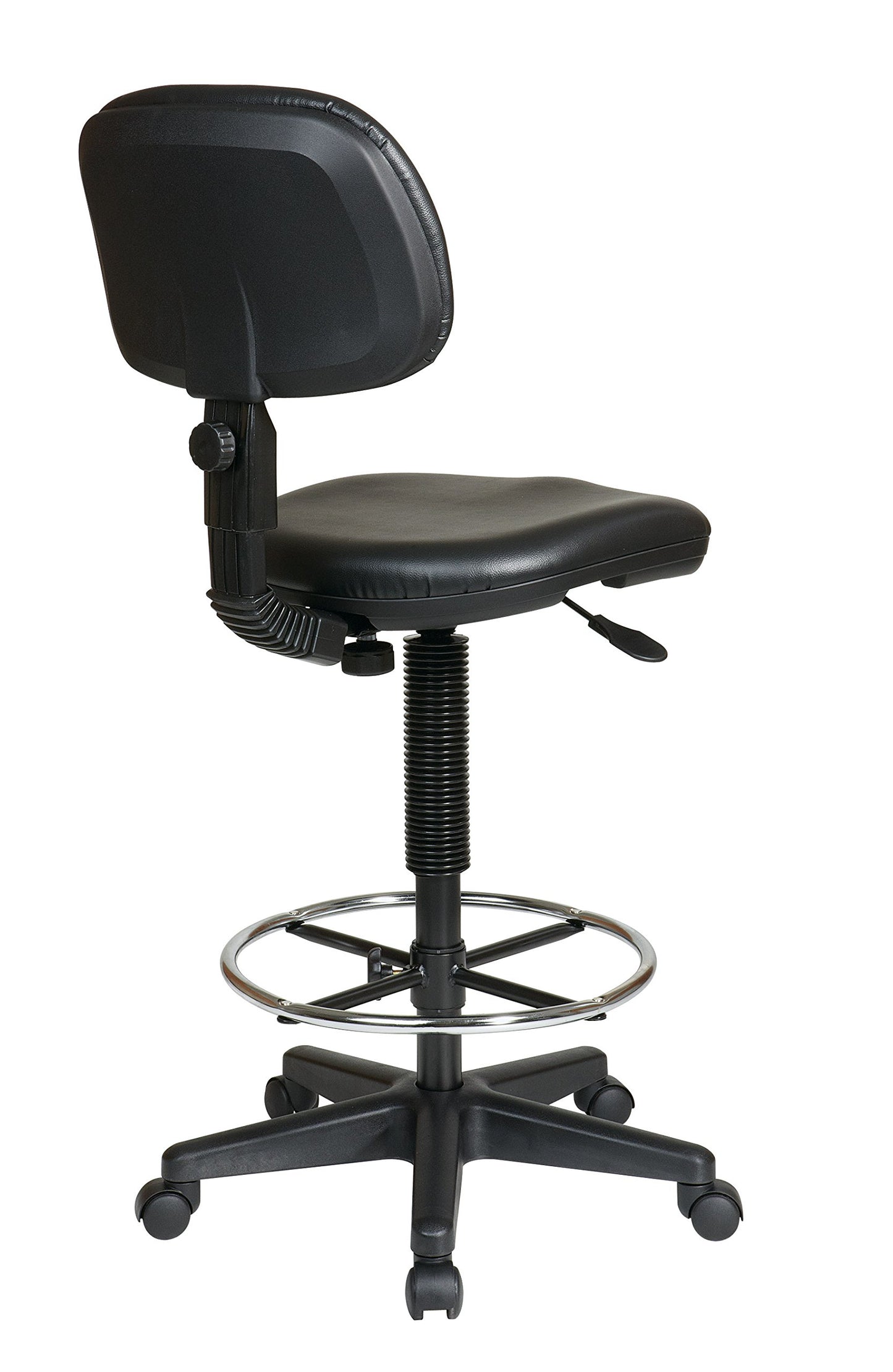 Office Star DC Series Adjustable Drafting Chair with Foot Ring and Sculptured Foam Seat, Black Vinyl