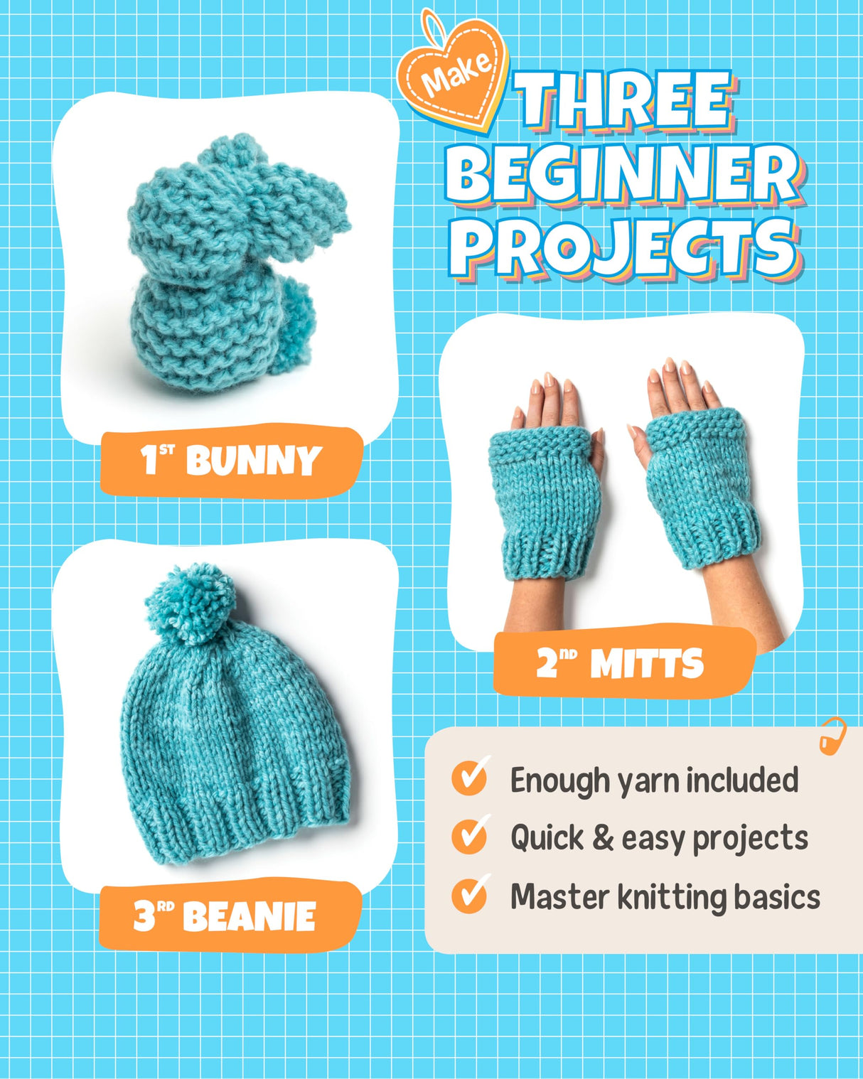 Complete Knitting Kit for Beginners - Learn to Knit Kit with Knitting Accessories Like Thick Beginner Yarn, Bamboo Needles for Beginners & More - Includes Video Tutorials & Written Guide Granny Squirrel