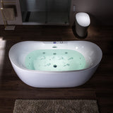 WOODBRIDGE 72" x 35-3/8" Whirlpool Water Jetted and Air Bubble Freestanding Heated Soaking Combination Bathtub with LED control panel, BJ400 WOODBRIDGE