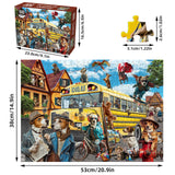 JOYZEXY Puzzles for Adults 500 Pieces, Pet School Bus 500 Piece Puzzle Family Game Funny Dog Jigsaw Puzzles JOYZEXY