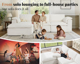 Jocisland 130 inch Cloud Couch Sectional, No-Assembly Modular Sectional Sofa with 83.5 inch Deep Chaise, Oversize Cloud Couch for Living Room, White Chenille Jocisland