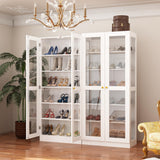 Homsee 6-Tier Tall Bookcase with Glass Doors - Modern Wooden Storage Cabinet in White Homsee