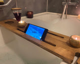 Handmade Wooden Bathtub Tray - 3 Different Size Options - Rustic Structure - Water Insulator - Bath Tray Caddy with Wine Glass Holder (36", BLACK BROWN) WOODCHES