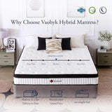 Vaobyk Queen Mattress, 12 inch Hybrid Queen Mattress in a Box, Memory Foam Mattress with Pocket Springs, Pressure Relief & Motion Isolation, CertiPUR-US Certified, Medium Firm Vaobyk