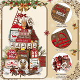 CroBlissful 23 Pcs Christmas Tiered Tray Decor Snowman Farmhouse Decor Christmas Sign Winter Table Centerpieces Winter Wood Blocks Signs for Home Shelf, Without Tray(Red,Elk) CroBlissful