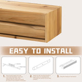 blingworld Fireplace Mantle, 60" Fluted Floating Mantel Shelf for Over Fireplace or Under TV, Rustic Handcrafted Wood Floating Shelves for Living Room Bedroom Kitchen Wall Decor, Natural blingworld