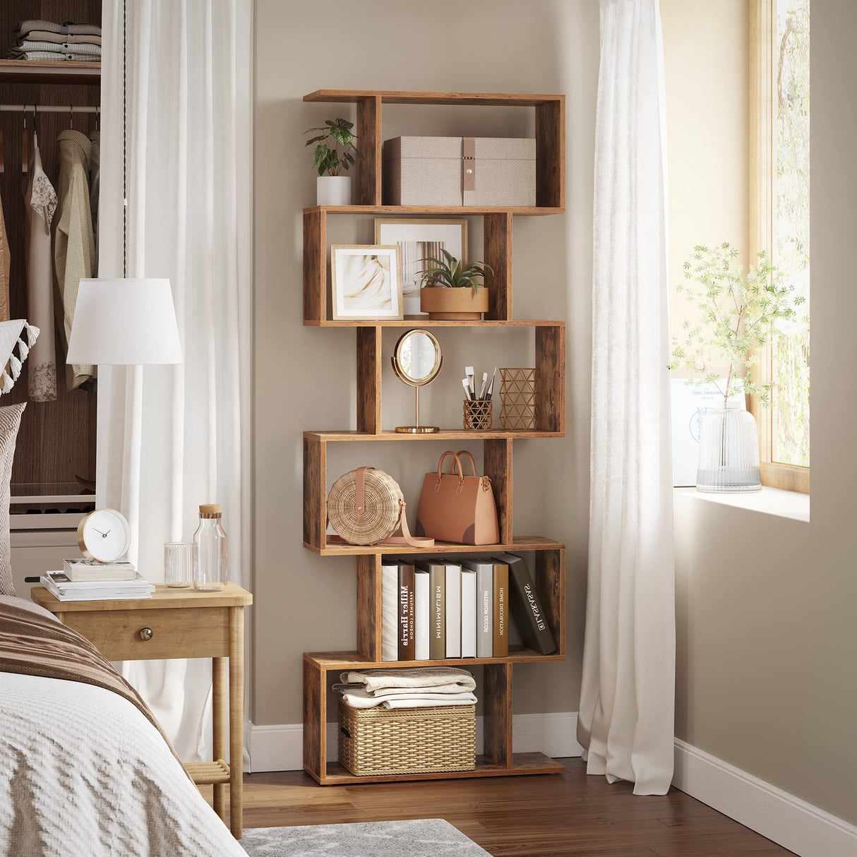 VASAGLE 6-Tier Rustic Brown Bookcase - Versatile Freestanding Storage Shelf for Home and Office VASAGLE