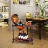 Goplus Globe Bar, 34.5” Globe Bar Liquor Cabinet with Wheels, Bottom Shelf, Old World Map, 16th Century Italian Replica Bar Globe, Retro Wine Stand, Goplus