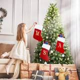 20 Inches Monogram Christmas Stockings with Letters, Large Super Soft Christmas Stockings Red Velvet with White Super Soft Plush Cuff for Christmas Xmas Tree Holiday Fireplace (S) Sailup