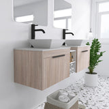 72 Inch Floating Bathroom Vanity, 72" Bathroom Vanity with Sink, Modern Double Sink Vanity Combo,White Oak Wall Mounted Cabinet Set with Open Storage Shelf WoodArtSupply