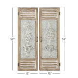 Deco 79 Metal Tree Home Wall Decor Relief Wall Sculpture with Louvered Design, Set of 2 Wall Art 15"W, 52"H, Brown Deco 79