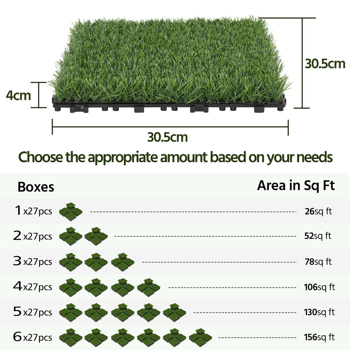 Yaheetech 12" x 12" Artificial Grass, Turf Tiles Interlocking Self-draining Grass, Fake Grass, Grass Pad for Dogs Potty, Patio, Balcony, Outdoor, Floor Decor, Pet, 27 Pack Yaheetech
