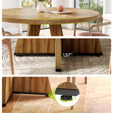 LITTLE TREE Round Dining Table for 4-6 People, 47 Inches with Wooden Pedestal Base, Modern Dinner Table for Dining Room, Kitchen, Living Room LITTLE TREE