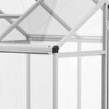 Outsunny 6' x 6' Walk-in Polycarbonate Greenhouse with Roof Vent for Ventilation & Rain Gutter, Heavy Duty Aluminum Green House, Hobby Greenhouse for Winter Outsunny