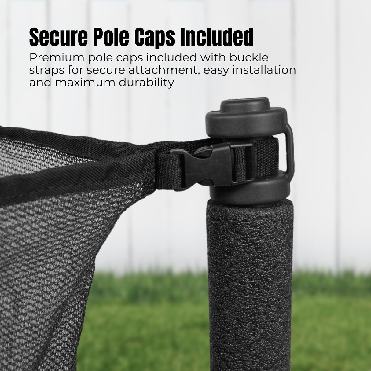 KORESPEC 14 FT Trampoline Net Replacement with 6 Pole Caps and 4 Strings, Safety Enclosure Net, Premium Breathable UV Weather Resistant Mesh, Parts Fit Outdoor Round Frame with 6 Straight Poles KORESPEC